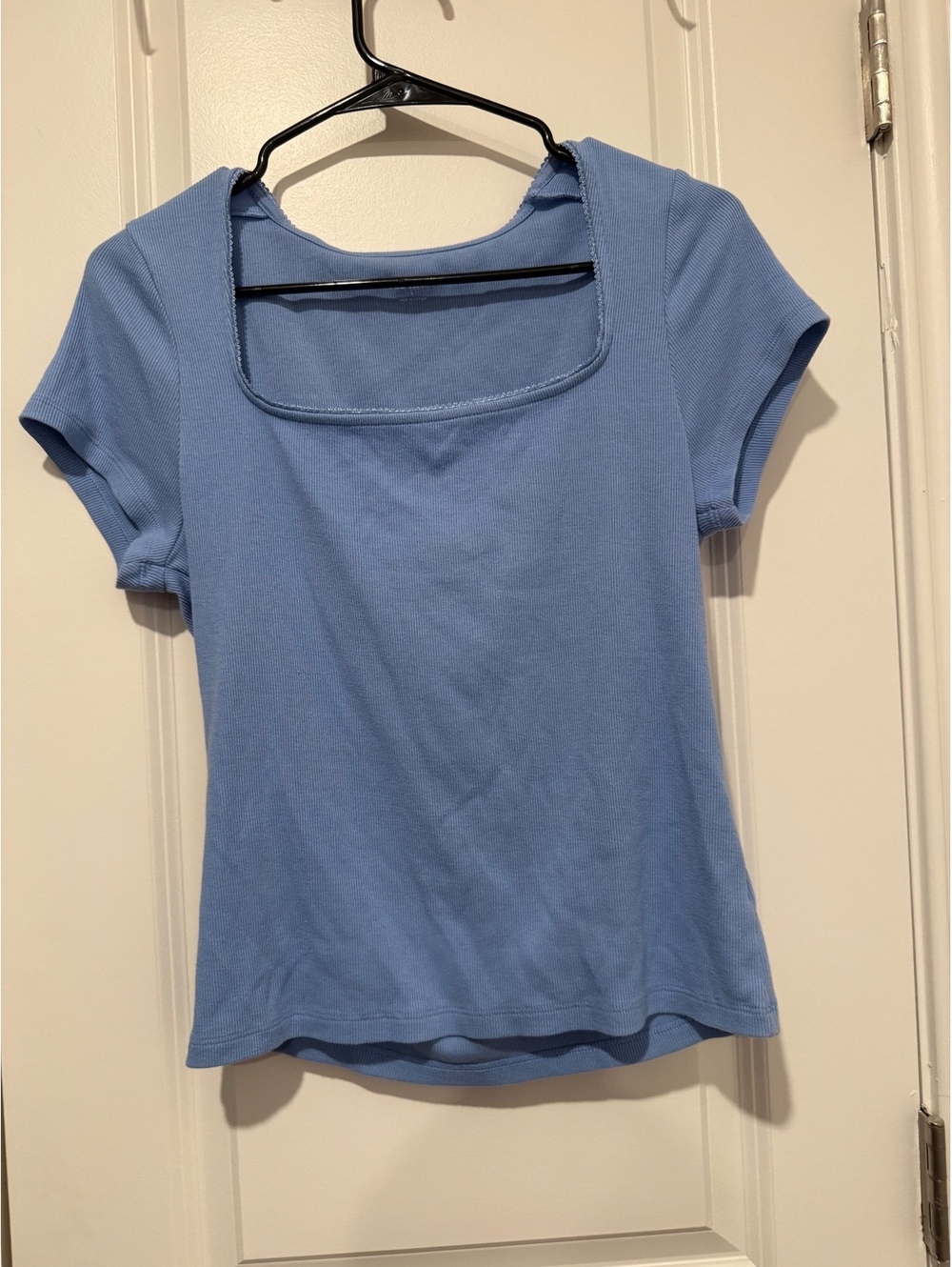 Old Navy Women's Light Blue Short Sleeve Square Neck T-Shirt, Size Large